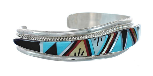 Zuni Multicolor Inlay Sterling Silver Cuff Bracelet NX11590